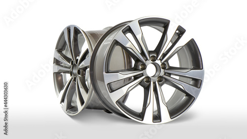 Photography Aloy wheel rim isolated on white background.