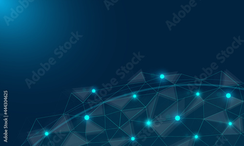 Abstract connection technology design.Network connection.Polygon vector in the dark blue.Molecules illustrator graphic design. © BeNeDak