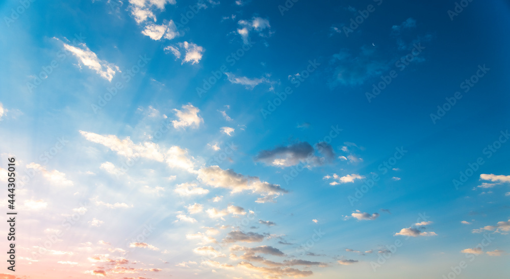 Fototapeta premium Beautiful clouds at the sunrise sky. Nature sky background.