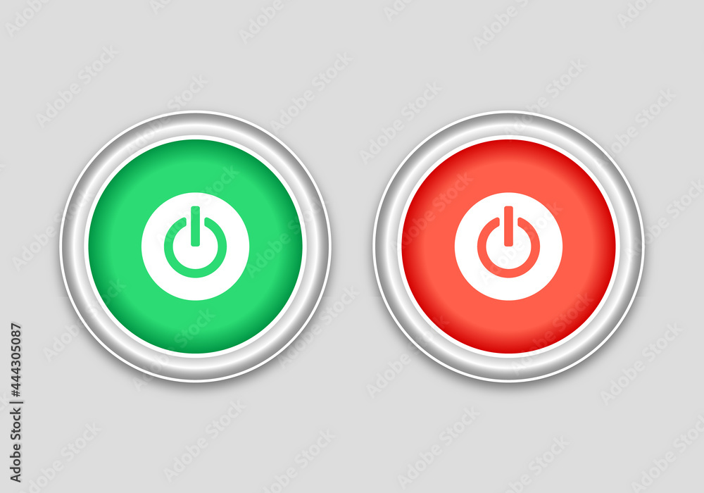 On and off push buttons icon red and green. On-Off switch symbol, the ...