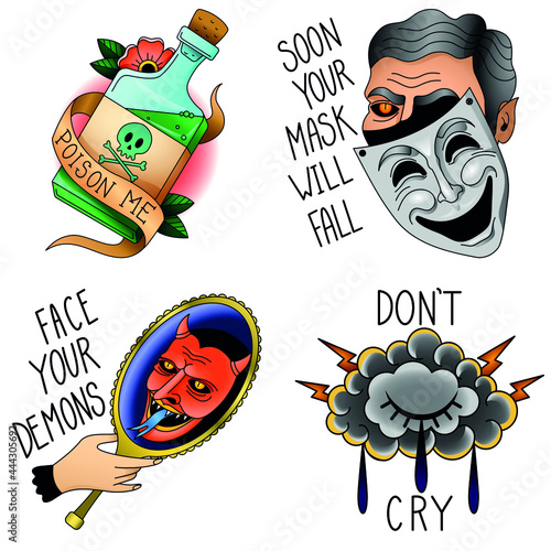 set of old school tattoos 2