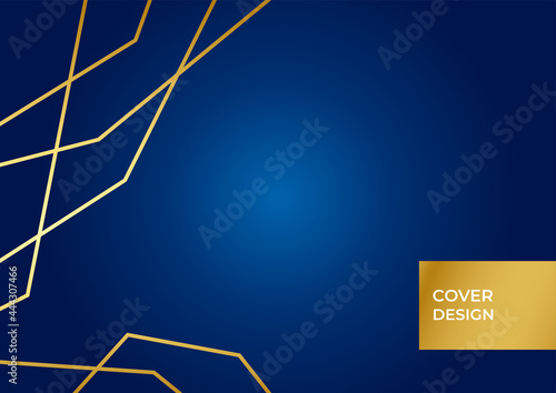 Abstract polygonal pattern luxury dark navy blue with gold. Abstract template blue geometric diagonal background with golden line. Luxury style.