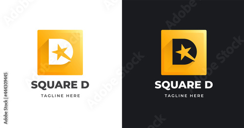 Letter D logo design template with square shape style