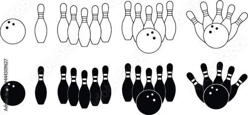 Bowling ball and pin Clipart Set