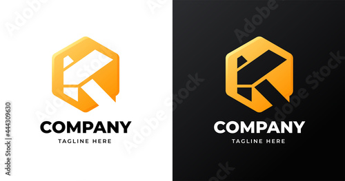 Letter K logo design template with geometric shape style