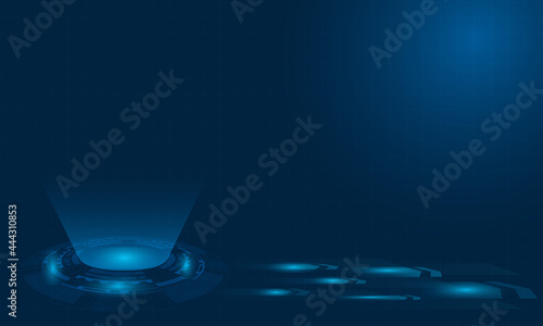 Technology background blue vector.Futuristic hitechnology design. photo