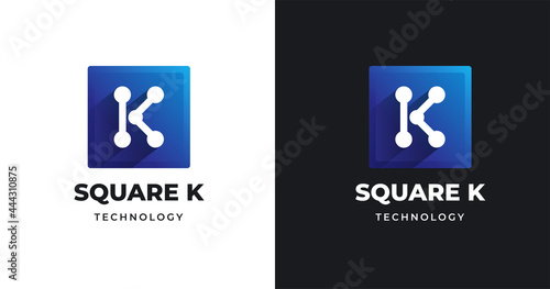 Letter K logo design template with square shape style