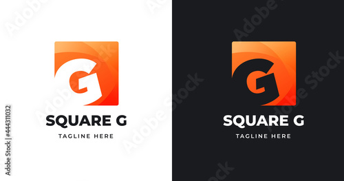 Letter G logo design template with square shape style