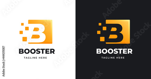 Letter B logo design template with square shape style