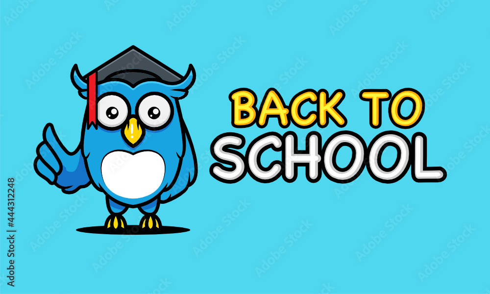 Back to school with owl banner mascot design template Back to school with owl banner mascot design template