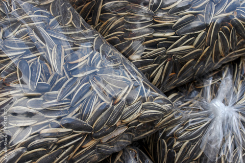 Fotografie close-up dried sunflower seeds background