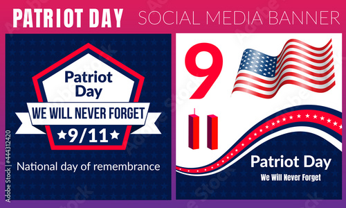 USA Patriot Day illustration. patriotic template for greeting card, flyer, poster, banner. American flag, candle, holiday message. We will never forget the Victims of 9.11 Terrorist Attacks.