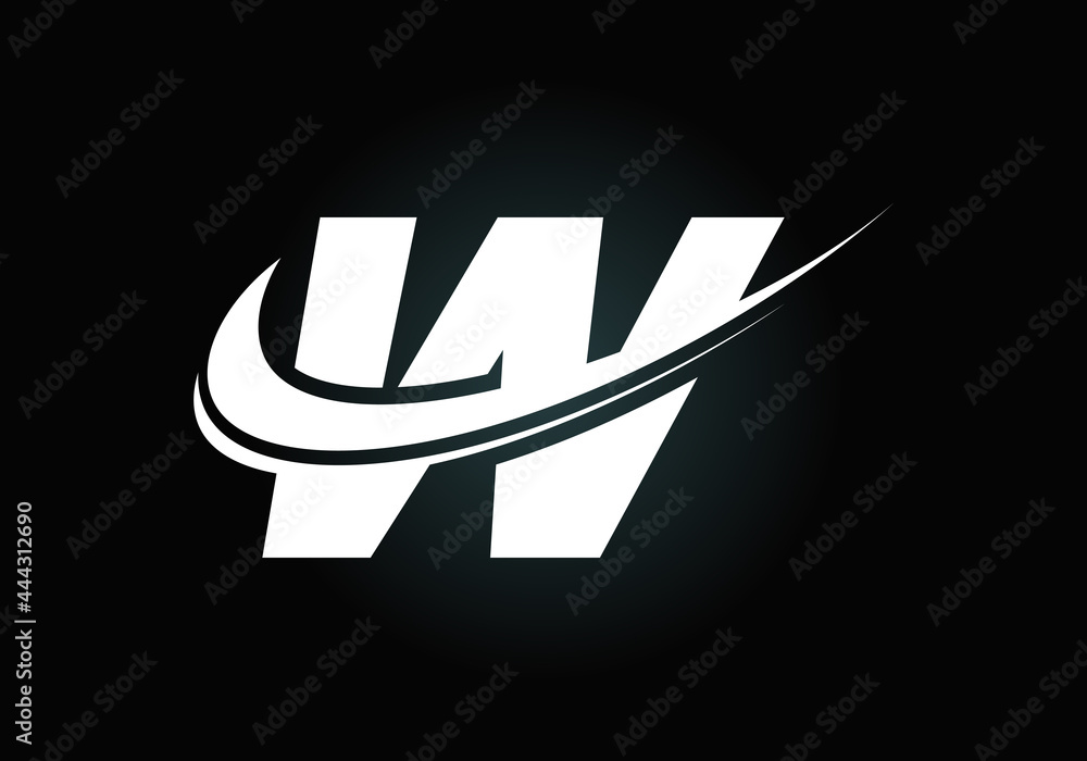 Initial letter W with swoosh, black and white logo template. Modern vector logotype for business and company identity. Initial letter W with swoosh, black and white logo template. Modern vector logotype for business and company identity.