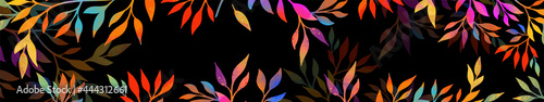 Horizontal banner with multicolored twigs. Vector illustration