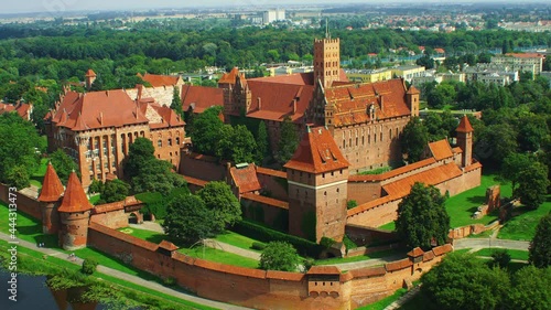Aerial view of the Teutonic castle in Malbork. Located by the River Nogat, summer day view photo
