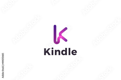 Letter K pink color creative spiral business logo