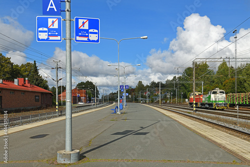 Hameenlinna railway station in sunny day.  Suomi © valeriyap