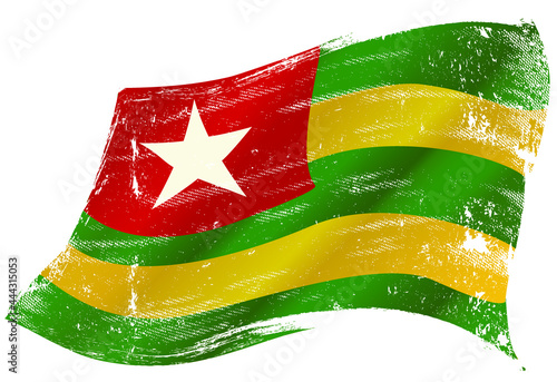 Waving flag of Togo. flag of Togo in the wind with a texture
