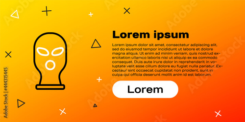 Line Balaclava icon isolated on yellow background. A piece of clothing for winter sports or a mask for a criminal or a thief. Colorful outline concept. Vector