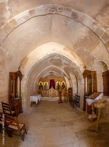 Interior of Chapel of Agios Theodoros Trichina, Venetian Fortezza Castle, Crete, Greece