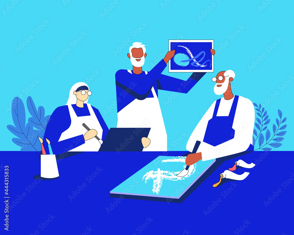 Seniors having fun together illustration concept vector Seniors having fun together illustration concept vector