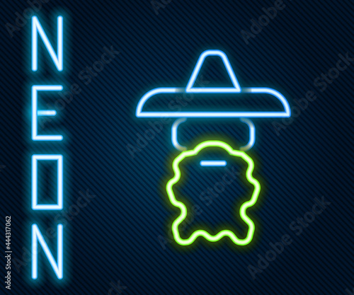 Glowing neon line Wizard warlock icon isolated on black background. Colorful outline concept. Vector