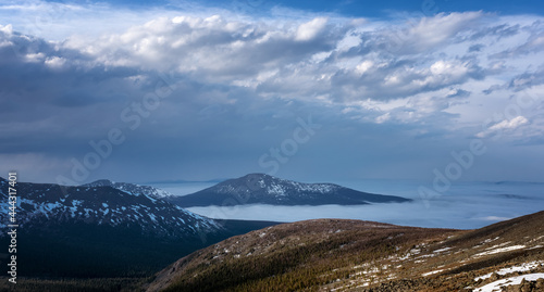 Ural mountains Konzhakovsky and Serebryansky kamen in May  Russia  Sverdlovsk region