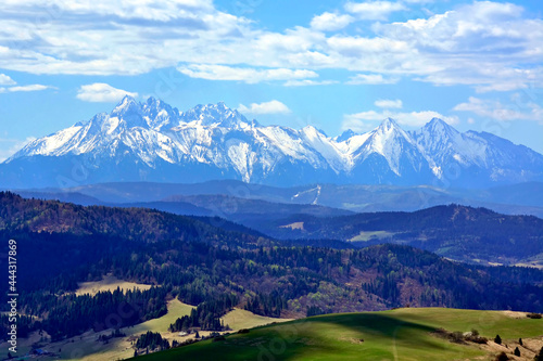 View of the Tatra Mountains from Pieniny Mountains.