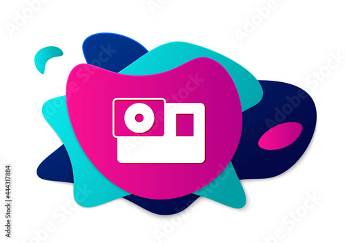 Color Action extreme camera icon isolated on white background. Video camera equipment for filming extreme sports. Abstract banner with liquid shapes. Vector