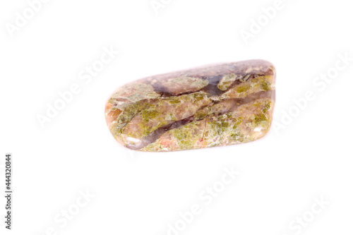 Macro mineral stone jasper on a white background