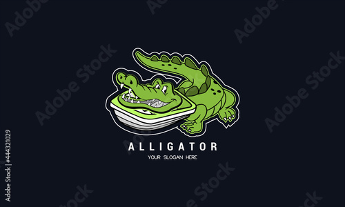 Alligator Crocodile Logo Template. Stock Vector Icon Illustration photo