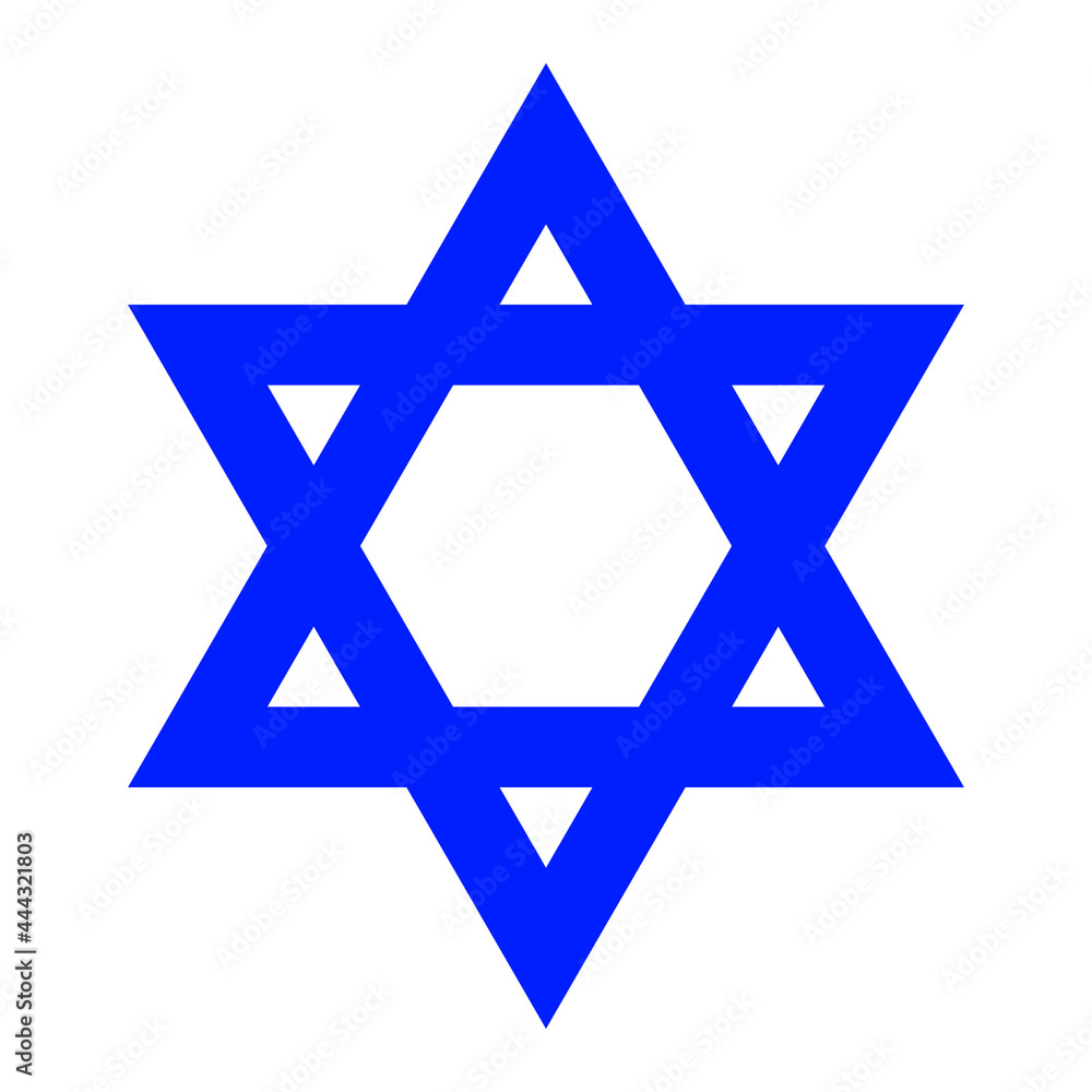 Star of David, ancient symbol of Judaism, emblem in form of six-pointed blue hexagram star. Star of David, ancient symbol of Judaism, emblem in form of six-pointed blue hexagram star.
