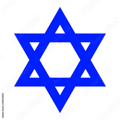 Star of David, ancient symbol of Judaism, emblem in form of six-pointed blue hexagram star.