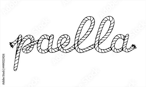 Paella, lettering with sea boat rope