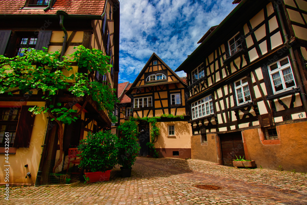 View of the old village of Gengenbach with its old houses in the Black Forest in Germany