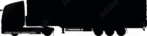 International transport 40 t truck, lorry with semi trailer. LKW Truck with trailer detailed vector illustration realistic silhouette