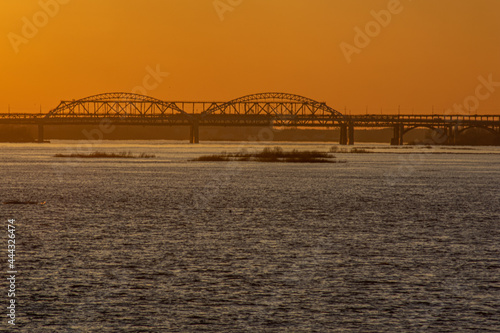 beautiful sunset on the River Volga. Nizhny Novgorod