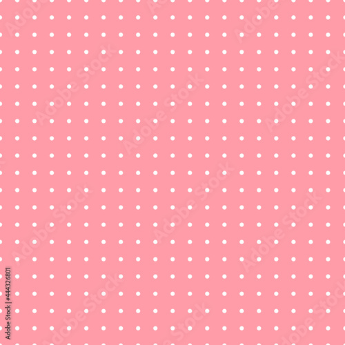 Fototapeta Naklejka Na Ścianę i Meble -  Pink and White Polka Dot seamless pattern. Vector background.