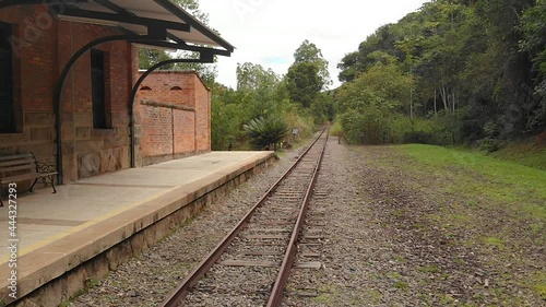 Trilho de trem, estação e trilhos na mata tropical. Matilde na cidade do Espírito Santo. photo