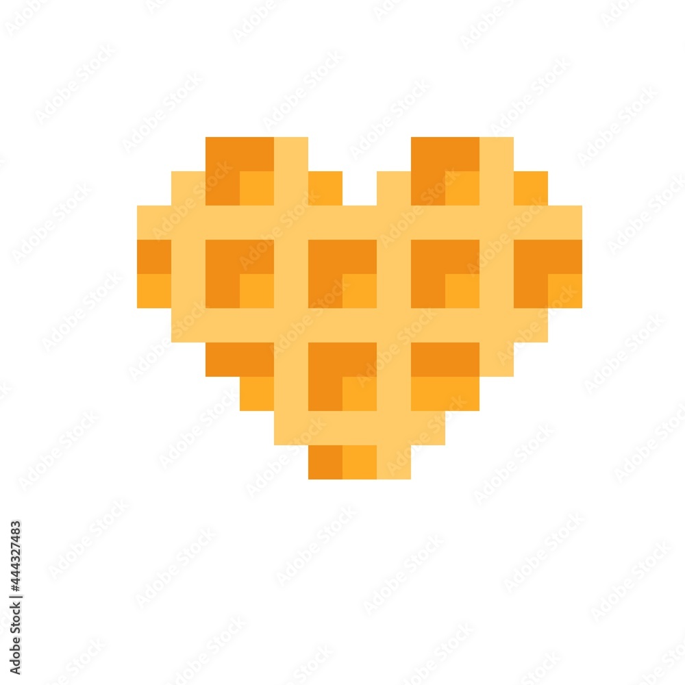 Fototapeta premium Heart waffle pixel art. Vector illustration. Valentine's Day.