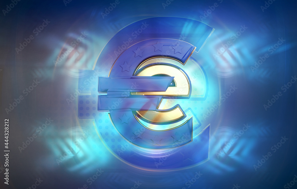 Obraz premium creative abstract E-Euro symbol. digital Euro concept 3d-illustration
