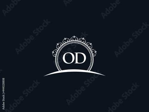 Luxury OD Letter, initial Black od Logo Icon Vector For Hotel Heraldic Jewelry Fashion Royalty With Brand Identity and Print Template Image