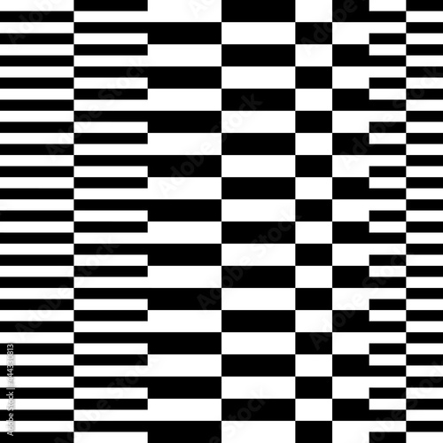 Checker ornament. Vector seamless checker pattern. Black and white colors.