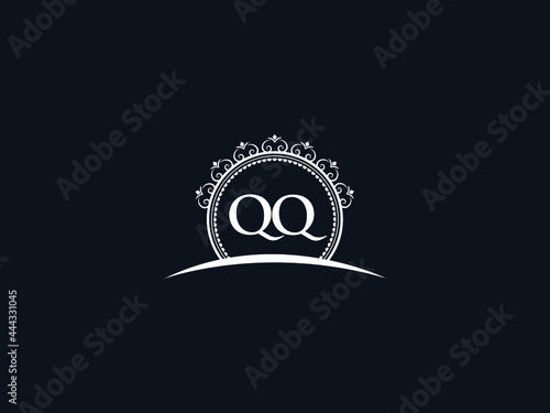 Luxury QQ Letter, initial Black qq Logo Icon Vector For Hotel Heraldic Jewelry Fashion Royalty With Brand Identity and Print Template Image