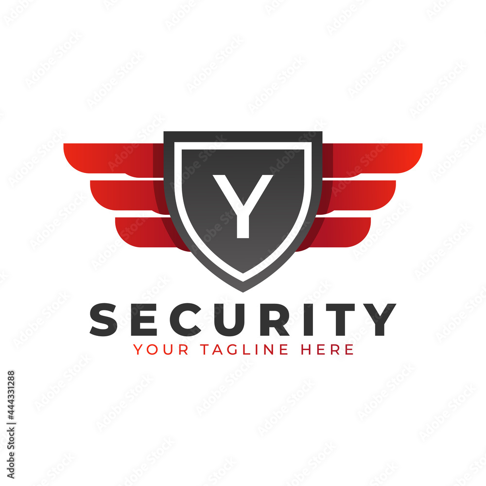 Security Logo. Initial Y with Wings and Shield Icon. Car and Automotive Vector Logo Template Security Logo. Initial Y with Wings and Shield Icon. Car and Automotive Vector Logo Template