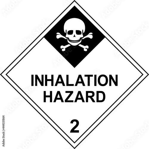 Inhalation hazard dangerous goods sign. Placards class 2.