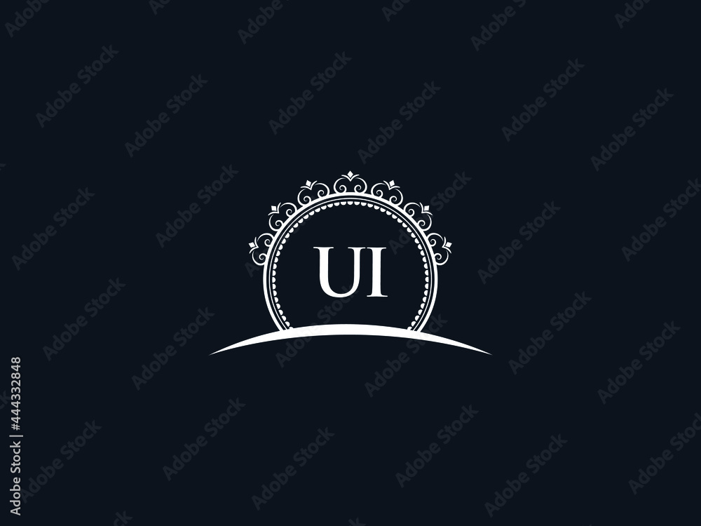 Luxury UI Letter, initial Black ui Logo Icon Vector For Hotel Heraldic ...