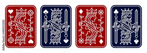 Canvas Print King and queen playing card deck vector illustration set of hearts, Spade, Diamo
