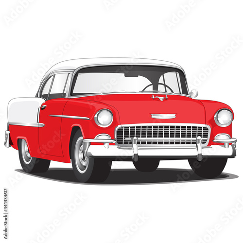 1950 s Red Vintage Classic Car Illustration