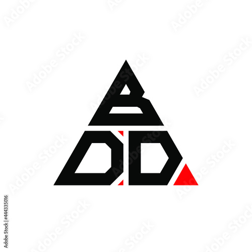 BDD triangle letter logo design with triangle shape. BDD triangle logo design monogram. BDD triangle vector logo template with red color. BDD triangular logo Simple, Elegant, and Luxurious Logo. BDD 